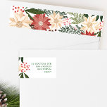 Christmas Festive Watercolor Flora Return Address Wrap Around Label<br><div class="desc">_____________________________ ***this design is part of a christmas holiday collection*** Step into a world of timeless holiday charm with my "Festive Flora: Christmas Splendour Poinsettia Delight" collection. 🌸🎄 Embrace the magic of the season with a captivating blend of florals, lush green pine leaves, dainty red berries, and the enchanting hues...</div>