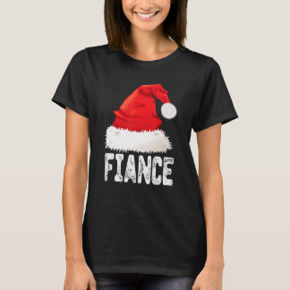 Christmas Fiance Santa Hat Xmas Matching Family T-Shirt