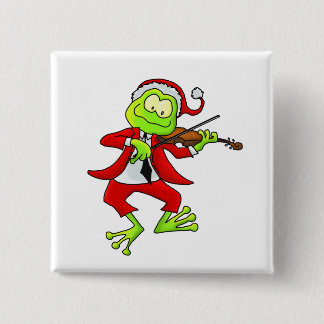 Christmas Fiddle Frog 15 Cm Square Badge