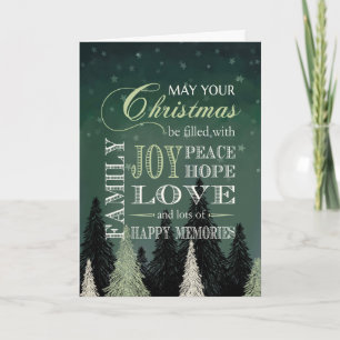 Christmas Filled with Joy Peace Hope Love Family Card