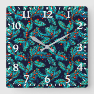 Christmas Fir Branch Pattern-82397 Square Wall Clock