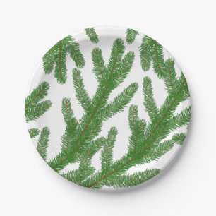 Christmas fir tree branches   paper plate
