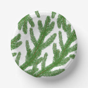 Christmas fir tree branches    paper plate