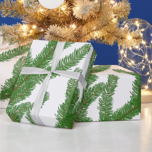 Christmas fir tree branches wrapping paper (Holidays)
