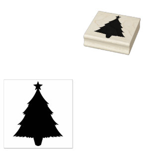 Christmas Fir Tree Silhouette With A Star On Top Rubber Stamp
