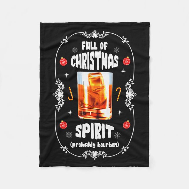 Christmas Fir Tree With Bourbon Ugly Xmas Bourbon  Fleece Blanket (Front)