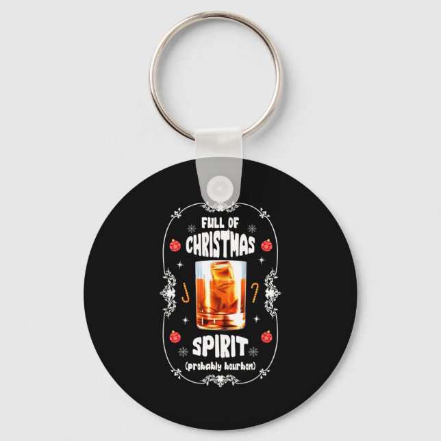 Christmas Fir Tree With Bourbon Ugly Xmas Bourbon  Key Ring (Front)