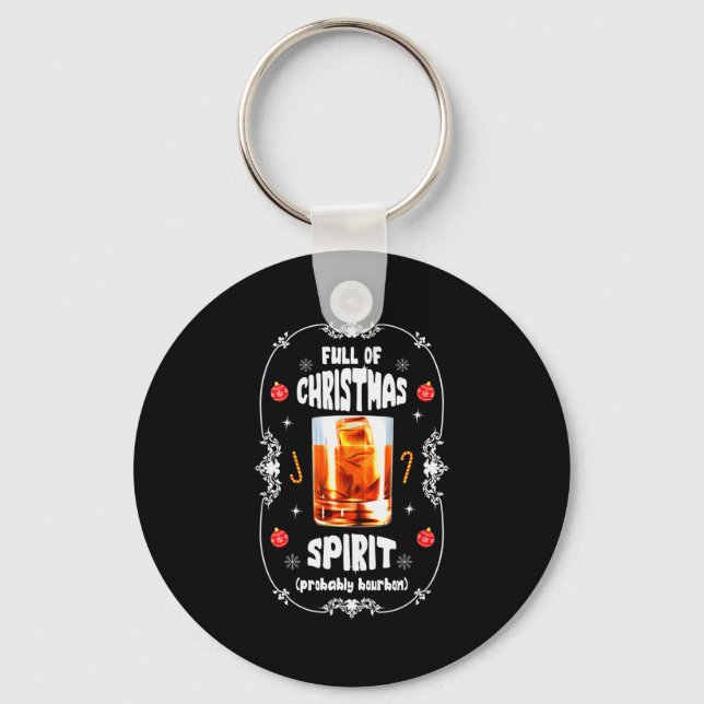 Christmas Fir Tree With Bourbon Ugly Xmas Bourbon  Key Ring (Front)