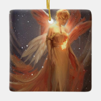 Christmas Fire angel Ceramic Ornament