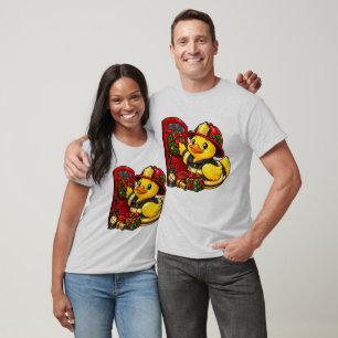 Christmas Firefighter Rubber Duck Cute Holiday T-Shirt