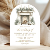 Christmas Fireplace Bow Photo QR Code Arch Wedding