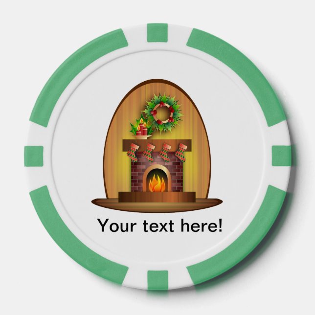 Christmas fireplace clipart poker chips (Front)