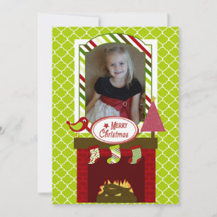 Christmas Fireplace Customised Holiday Photo Card