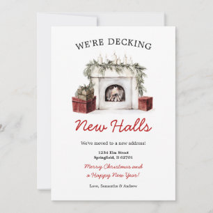 Christmas Fireplace Decking New Halls New Address Invitation