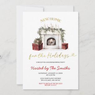 Christmas Fireplace New Home For The Holidays Invitation