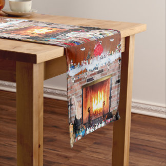 CHRISTMAS FIREPLACE SHORT TABLE RUNNER