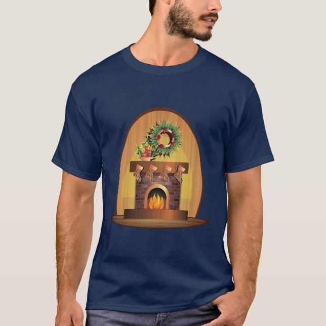Christmas Fireplace T-Shirt (Front)
