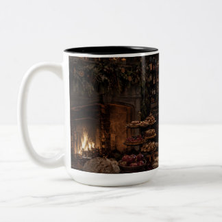 Christmas Fireside Feast Black Mug