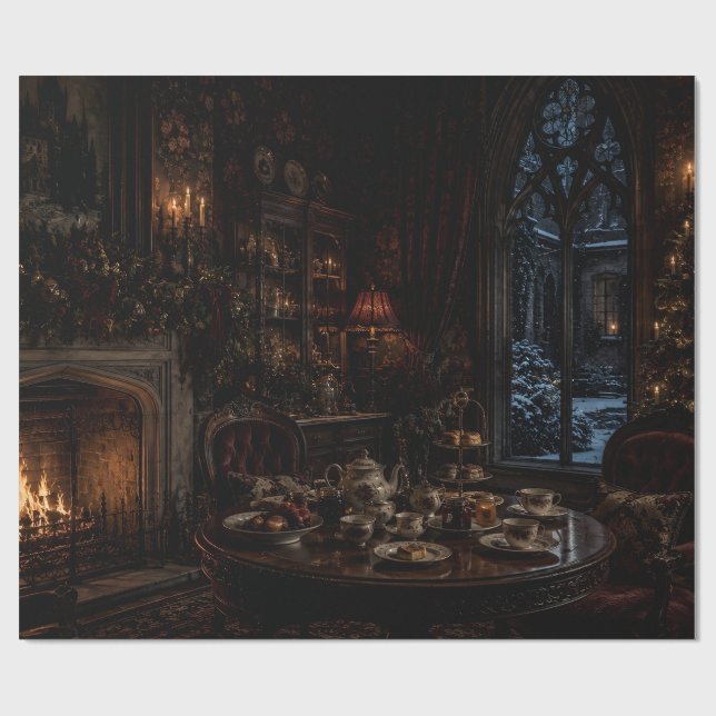 Christmas Fireside Feast Gift Wrap (Flat)