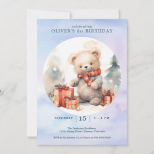 Christmas First Birthday Invitation