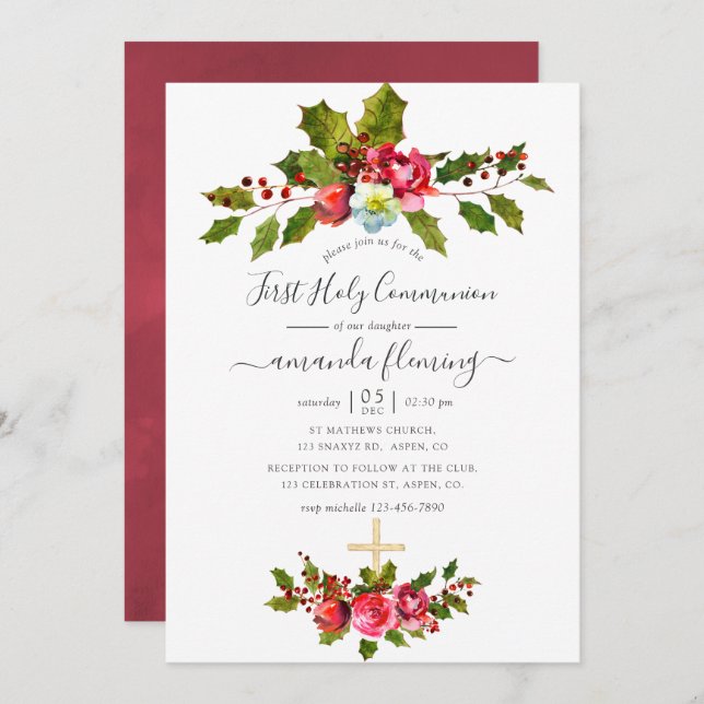 Christmas First Holy Communion Invitation (Front/Back)
