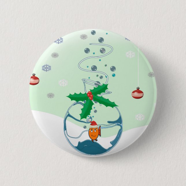 Christmas Fish 6 Cm Round Badge (Front)