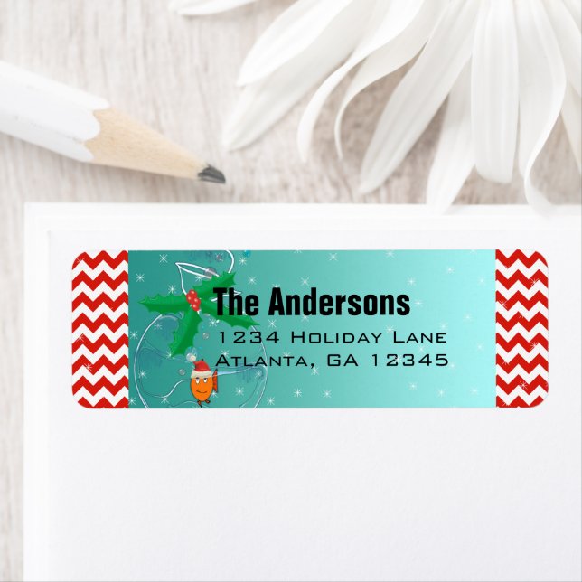 Christmas Fish Chevron Pattern Return Address (Insitu)