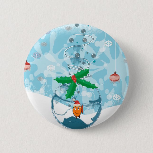 Christmas Fish Splat 6 Cm Round Badge (Front)