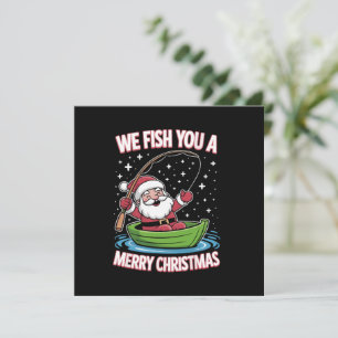 Christmas Fisherman Fishing Funny Cool Santa Claus Holiday Card