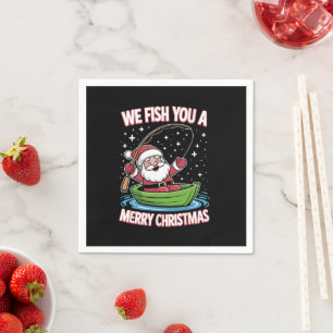 Christmas Fisherman Fishing Funny Cool Santa Claus Napkin