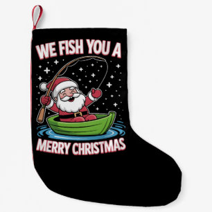 Christmas Fisherman Fishing Funny Cool Santa Claus Small Christmas Stocking