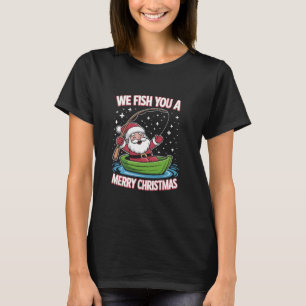 Christmas Fisherman Fishing Funny Cool Santa Claus T-Shirt