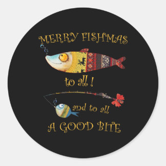 Christmas Fisherman's Merry Fishmas To All Fishing Classic Round Sticker