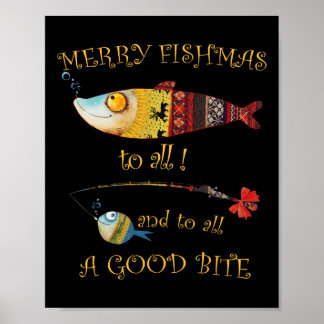 Christmas Fisherman's Merry Fishmas To All Fishing Poster