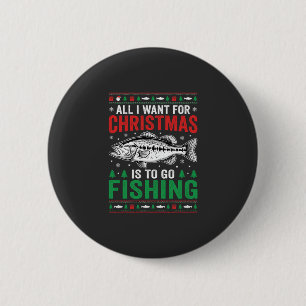 Christmas Fishing Bass Ugly Sweater 6 Cm Round Badge