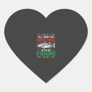 Christmas Fishing Bass Ugly Sweater Heart Sticker