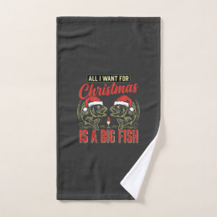 Christmas Fishing Big Fish Holiday Hand Towel