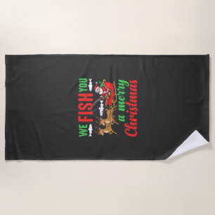 Christmas Fishing Merry Fish You Beach Towel