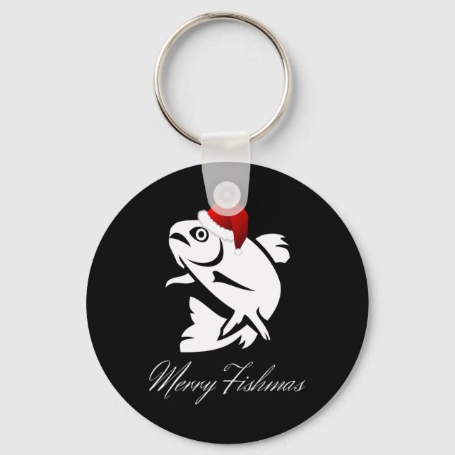 Christmas Fishing - Merry Fishmas  Key Ring (Front)