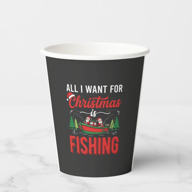 Christmas Fishing Santa Holiday Vector Paper Cups (Front)