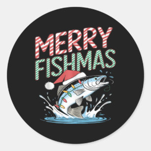 Christmas Fishing Shirt Christmas Fish Shirt Merry Classic Round Sticker