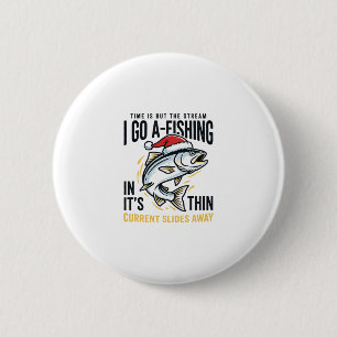 Christmas Fishing Stream Quote Design 6 Cm Round Badge