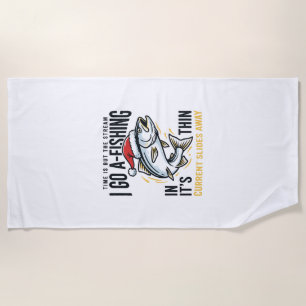 Christmas Fishing Stream Quote Design Beach Towel