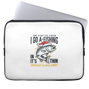 Christmas Fishing Stream Quote Design Laptop Sleeve