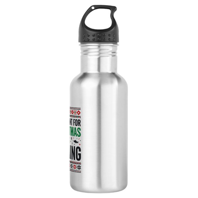 Christmas Fishing Ugly Sweater Design 532 Ml Water Bottle (Front)
