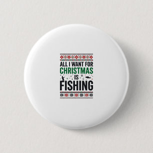Christmas Fishing Ugly Sweater Design 6 Cm Round Badge