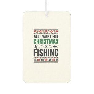 Christmas Fishing Ugly Sweater Design Car Air Freshener