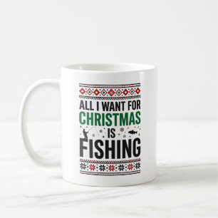 Christmas Fishing Ugly Sweater Design Coffee Mug