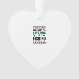 Christmas Fishing Ugly Sweater Design Ornament