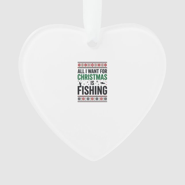 Christmas Fishing Ugly Sweater Design Ornament (Front)